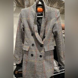 Checked Double-Breasted Blazer M